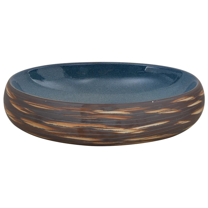 Lavoar de blat, maro și albastru, 59x40x15 cm, ceramică, oval - WALTI WALTI