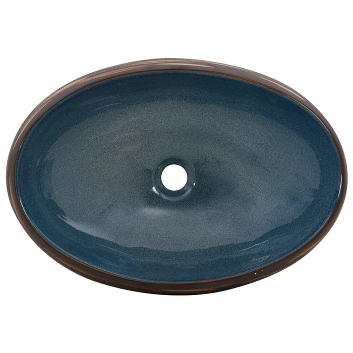 Lavoar de blat, maro și albastru, 59x40x15 cm, ceramică, oval - WALTI WALTI