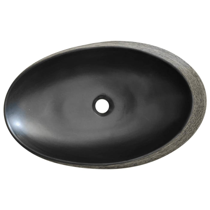 Lavoar de blat, gri și negru, 59x40x14 cm, ceramică, oval - WALTI WALTI