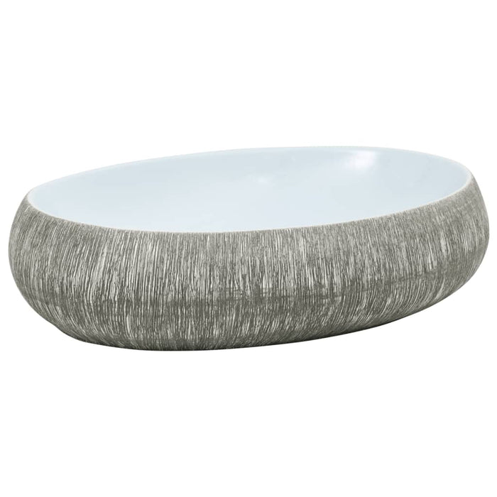 Lavoar de blat, gri și albastru, 59x40x15 cm, ceramică, oval - WALTI WALTI