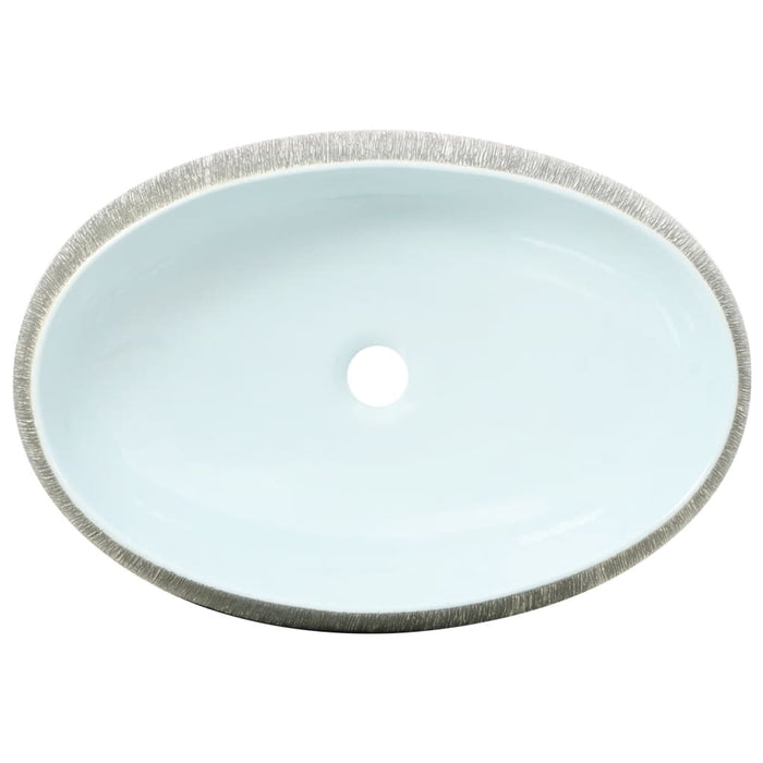 Lavoar de blat, gri și albastru, 59x40x15 cm, ceramică, oval - WALTI WALTI