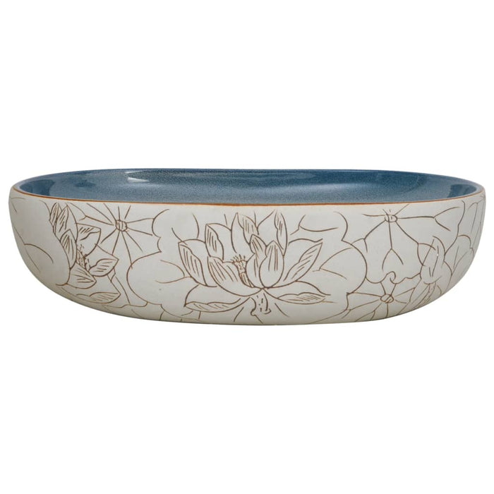 Lavoar de blat, nisipiu și albastru 59x40x14 cm, ceramică, oval - WALTI WALTI