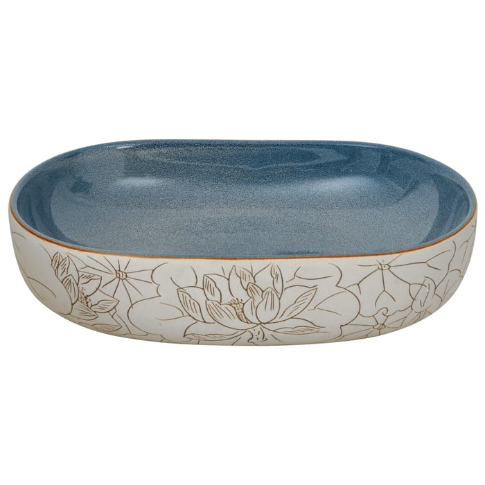 Lavoar de blat, nisipiu și albastru 59x40x14 cm, ceramică, oval - WALTI WALTI