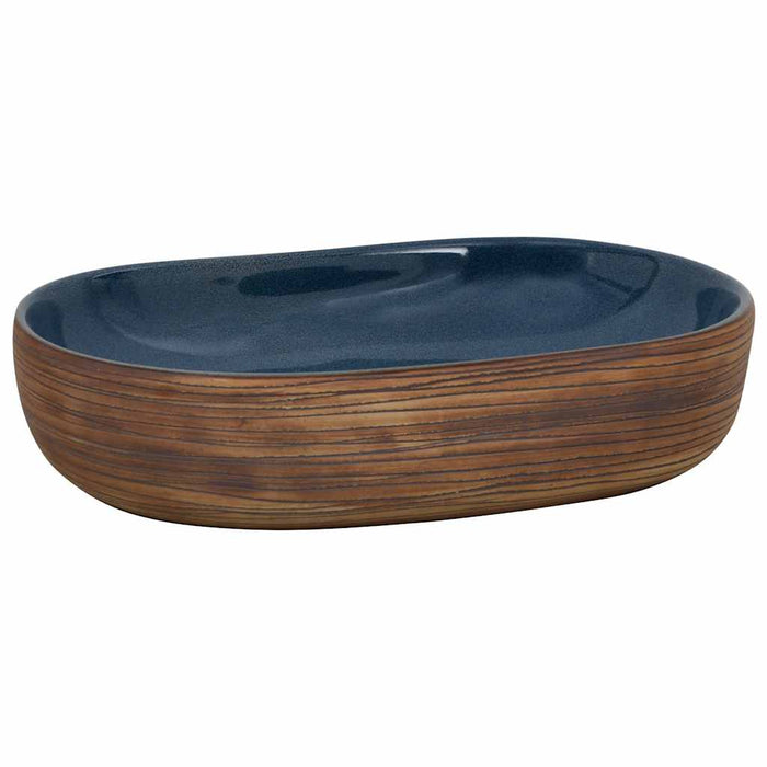 Lavoar de blat, maro și albastru, 59x40x14 cm, ceramică, oval - WALTI WALTI