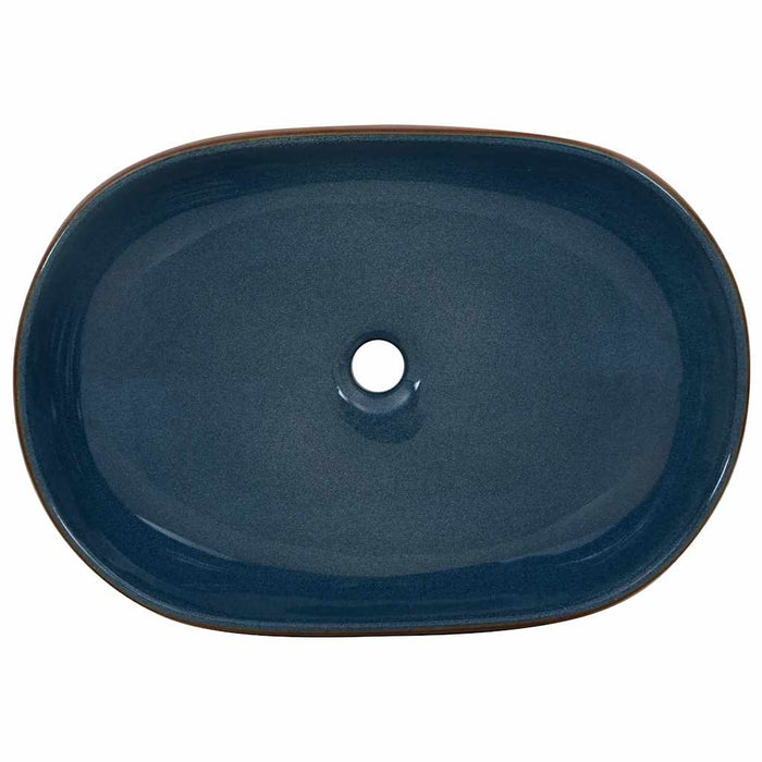 Lavoar de blat, maro și albastru, 59x40x14 cm, ceramică, oval - WALTI WALTI