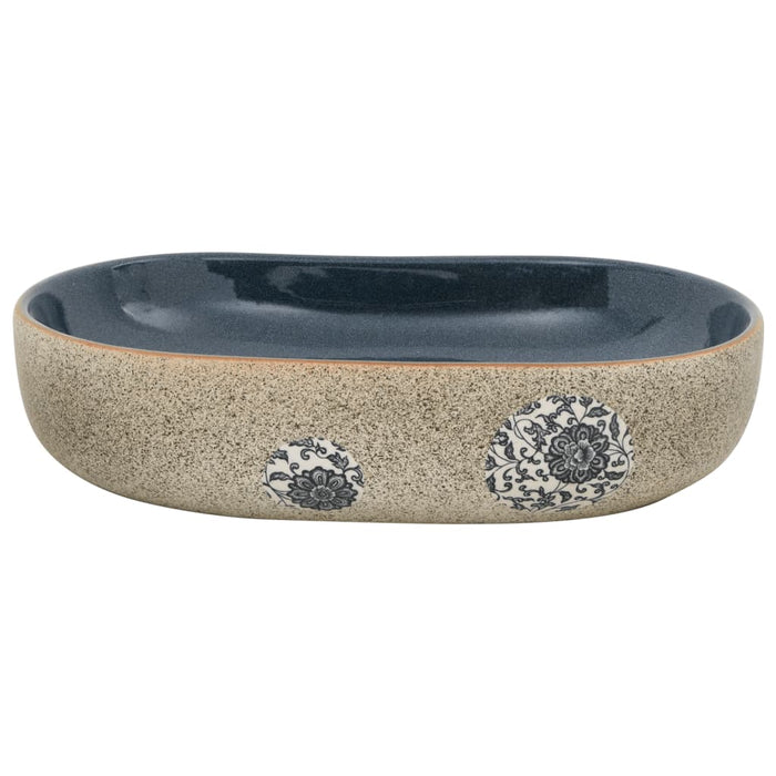 Lavoar de blat, nisipiu și albastru 59x40x14 cm, ceramică, oval - WALTI WALTI