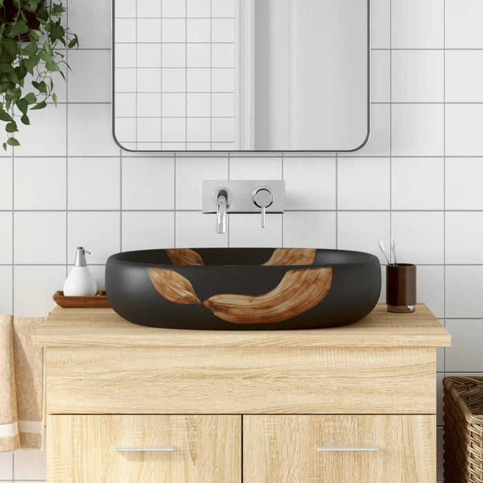 Lavoar de blat, negru, 59x40x14 cm, ceramică, oval - WALTI WALTI
