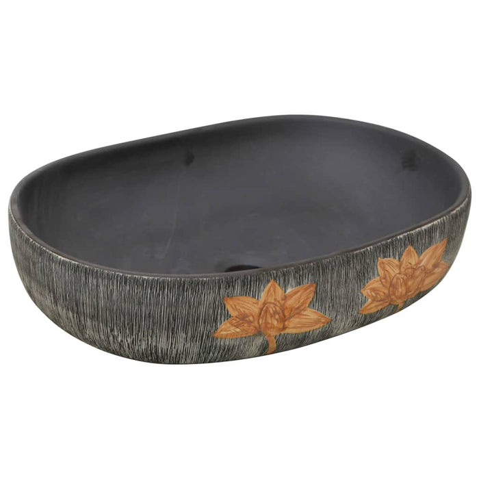 Lavoar de blat, gri și negru, 59x40x14 cm, ceramică, oval - WALTI WALTI