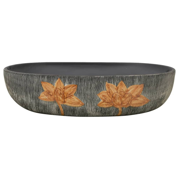 Lavoar de blat, gri și negru, 59x40x14 cm, ceramică, oval - WALTI WALTI