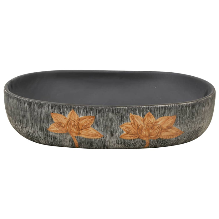 Lavoar de blat, gri și negru, 59x40x14 cm, ceramică, oval - WALTI WALTI