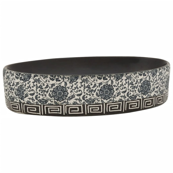 Lavoar de blat negru și albastru 56,5x36,5x13,5cm ceramică oval - WALTI WALTI