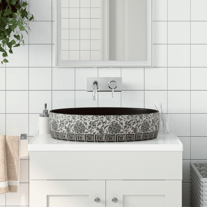 Lavoar de blat negru și albastru 56,5x36,5x13,5cm ceramică oval - WALTI WALTI