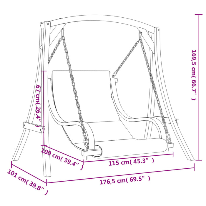 Balansoar cu pernă, lemn masiv de molid cu finisaj din tec - WALTI WALTI