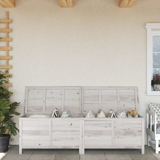 Ladă depozitare de grădină alb 198,5x50x56,5 cm lemn masiv brad - WALTI WALTI