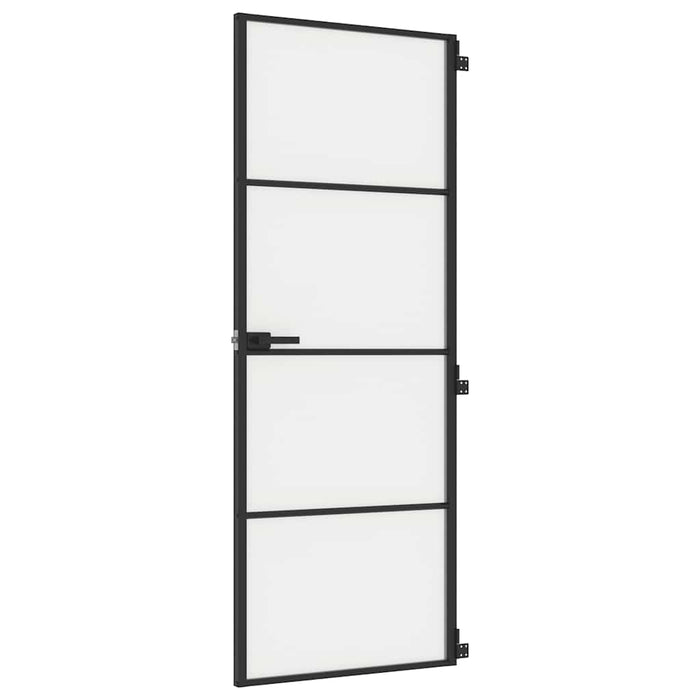 Ușă de interior negru 76x201,5 cm sticlă securiz./aluminiu slim WALTI