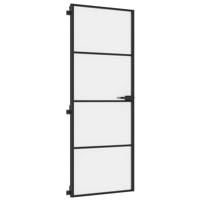 Ușă de interior negru 76x201,5 cm sticlă securiz./aluminiu slim WALTI