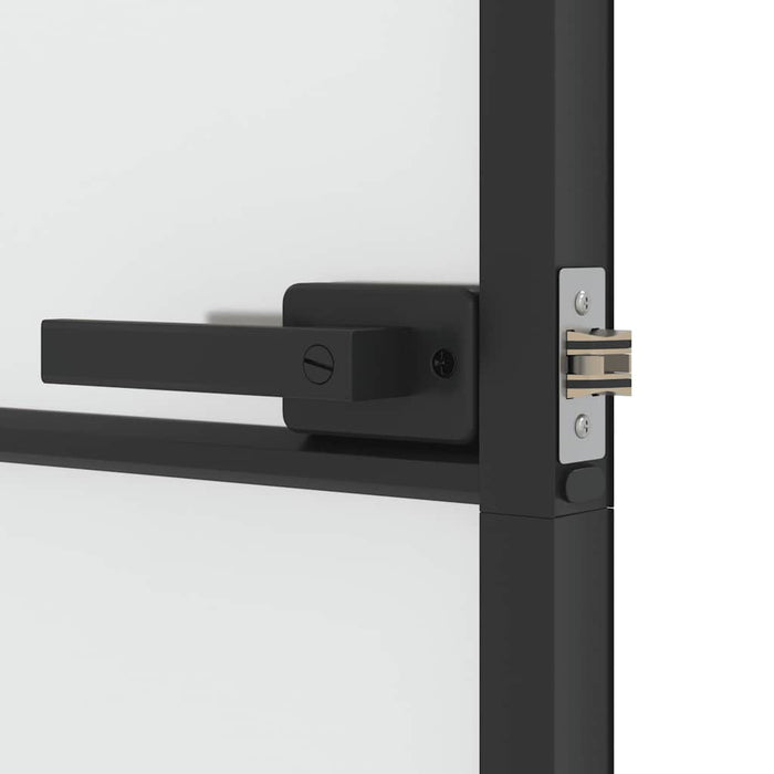 Ușă de interior negru 76x201,5 cm sticlă securiz./aluminiu slim WALTI