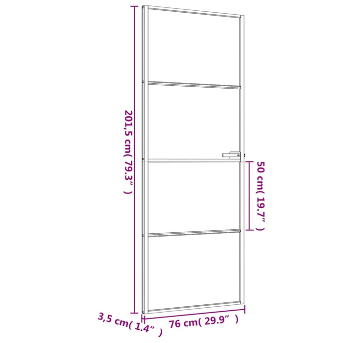 Ușă de interior negru 76x201,5 cm sticlă securiz./aluminiu slim WALTI