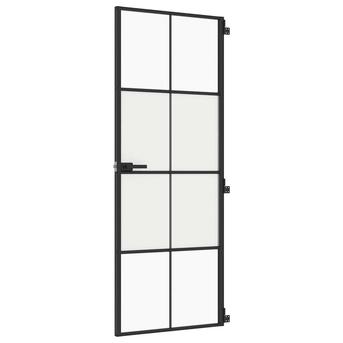 Ușă de interior negru 76x201,5 cm sticlă securiz./aluminiu slim WALTI