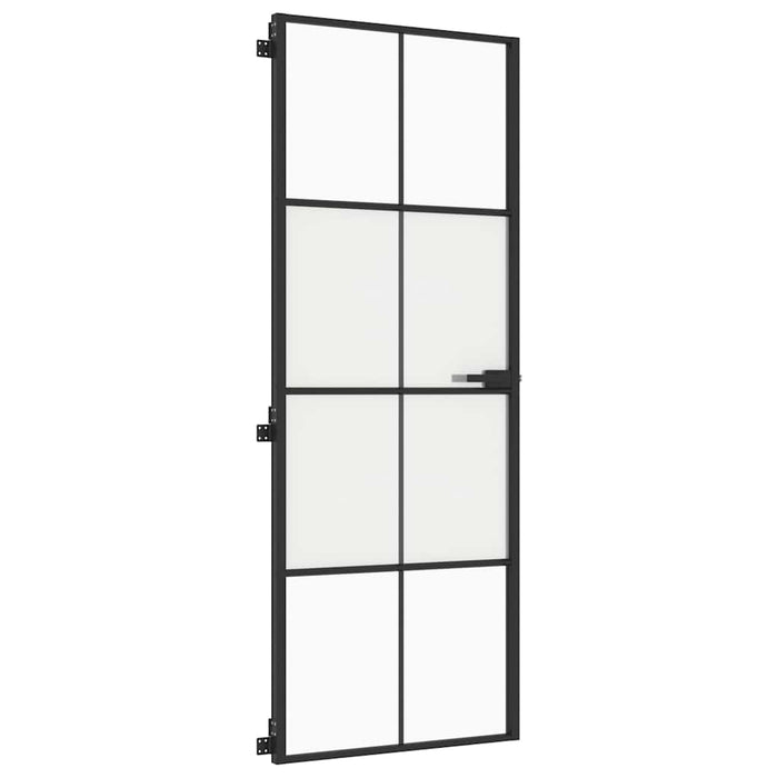 Ușă de interior negru 76x201,5 cm sticlă securiz./aluminiu slim WALTI