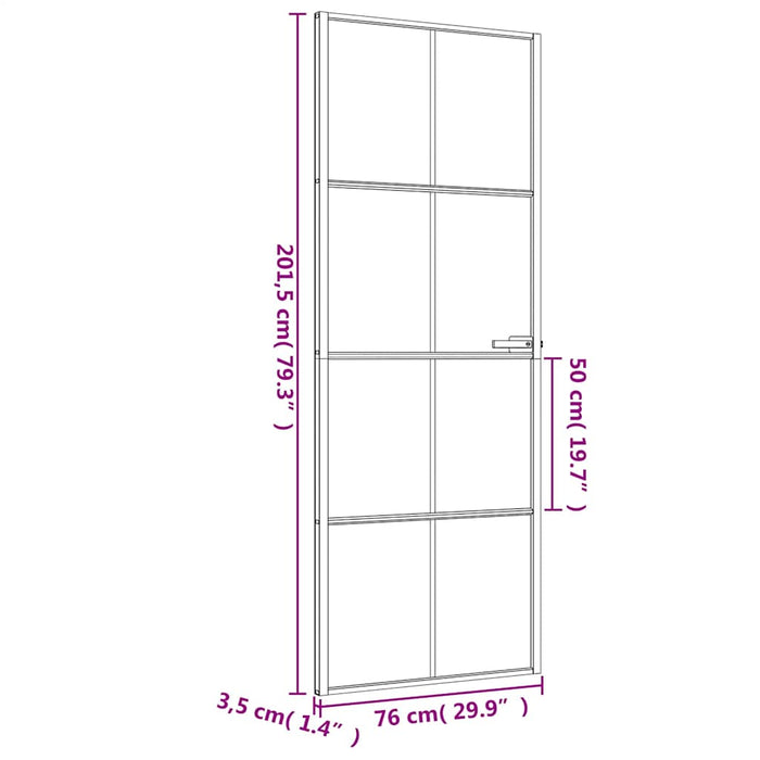 Ușă de interior negru 76x201,5 cm sticlă securiz./aluminiu slim WALTI