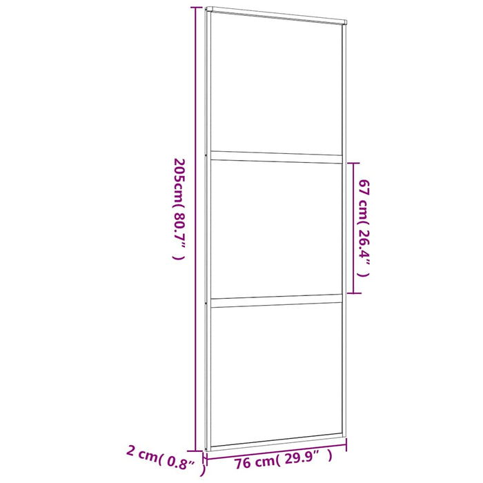 Ușă glisantă, auriu, 76x205 cm, sticlă ESG mată și aluminiu WALTI