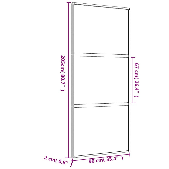 Ușă glisantă, auriu, 90x205 cm, sticlă ESG mată și aluminiu WALTI