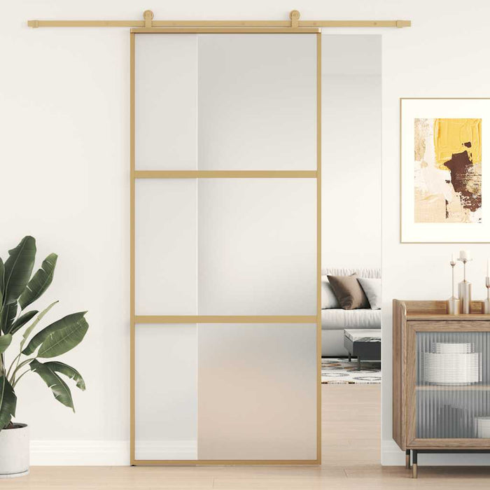 Ușă glisantă, auriu, 90x205 cm, sticlă ESG mată și aluminiu WALTI