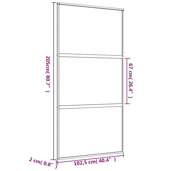 Ușă glisantă, auriu, 102,5x205 cm, sticlă ESG mată și aluminiu WALTI