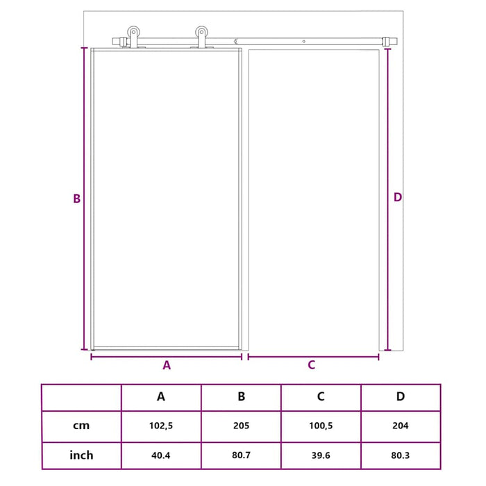 Ușă glisantă, auriu, 102,5x205 cm, sticlă ESG mată și aluminiu WALTI