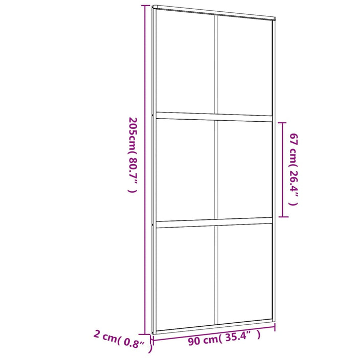 Ușă glisantă, auriu, 90x205 cm, sticlă ESG mată și aluminiu - WALTI WALTI