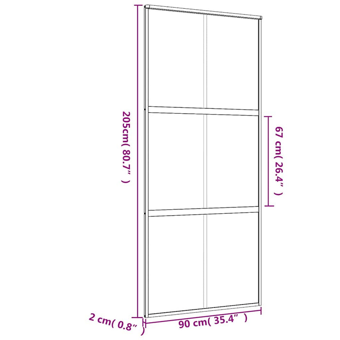 Ușă glisantă, auriu, 90x205 cm, sticlă ESG mată și aluminiu WALTI