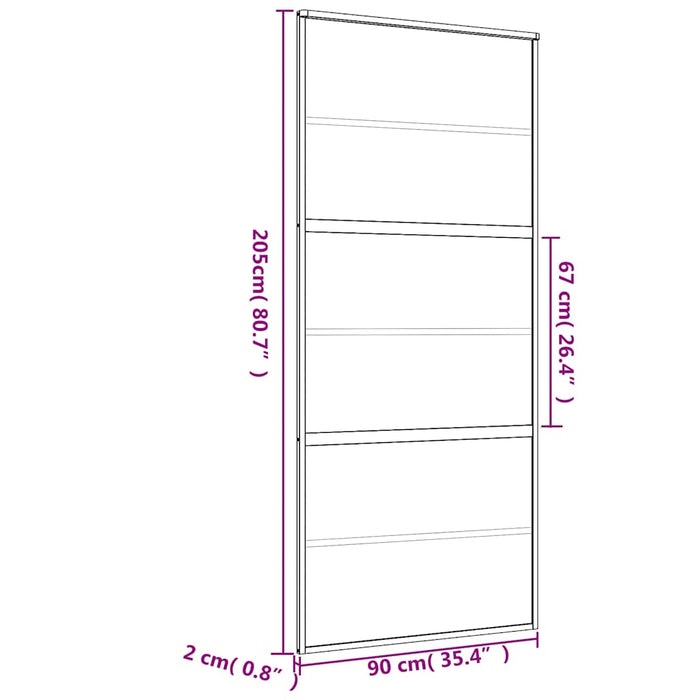 Ușă glisantă, auriu, 90x205 cm, sticlă ESG mată și aluminiu WALTI