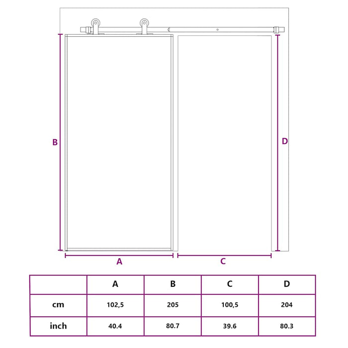 Ușă glisantă, auriu, 102,5x205 cm, sticlă ESG mată și aluminiu WALTI