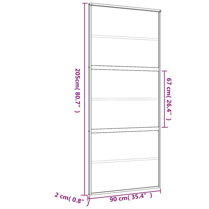 Ușă glisantă, auriu, 90x205 cm, sticlă ESG mată și aluminiu WALTI