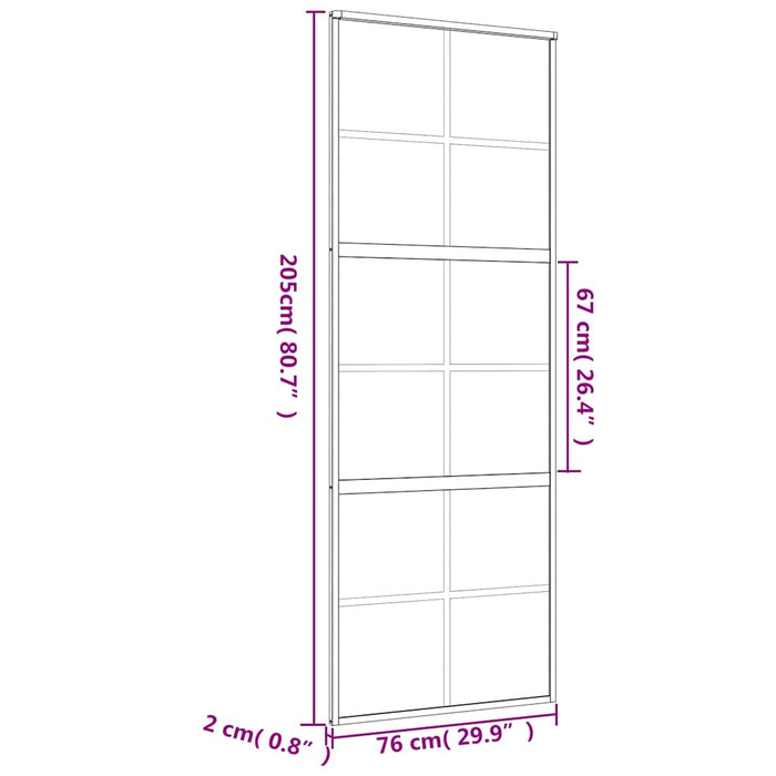 Ușă glisantă, auriu, 76x205 cm, sticlă ESG mată și aluminiu WALTI