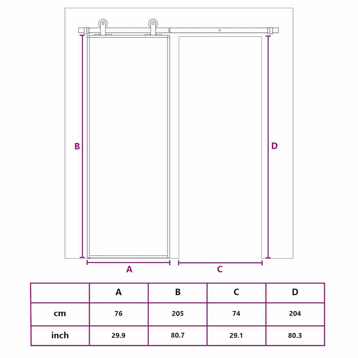Ușă glisantă, auriu, 76x205 cm, sticlă ESG mată și aluminiu WALTI