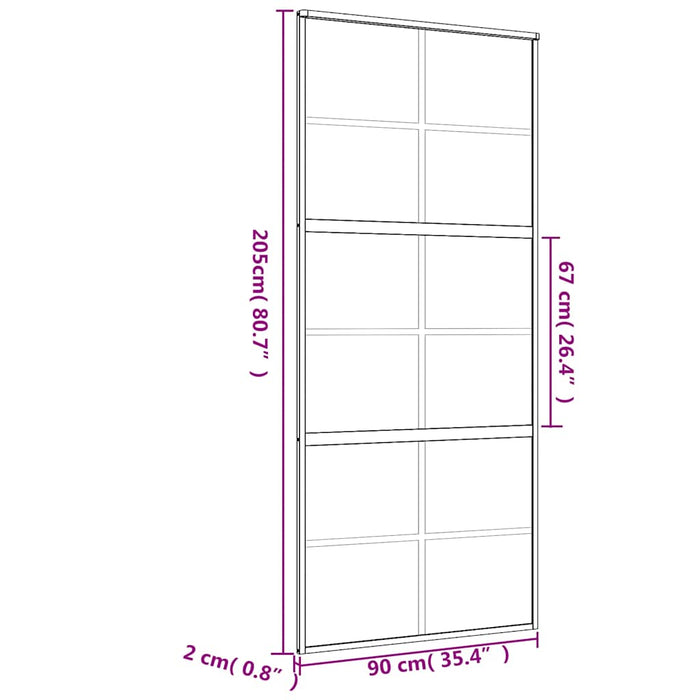 Ușă glisantă, auriu, 90x205 cm, sticlă ESG mată și aluminiu WALTI