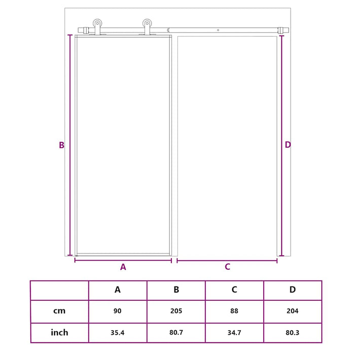 Ușă glisantă, auriu, 90x205 cm, sticlă ESG mată și aluminiu WALTI