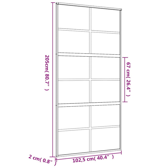 Ușă glisantă, auriu, 102,5x205 cm, sticlă ESG mată și aluminiu WALTI