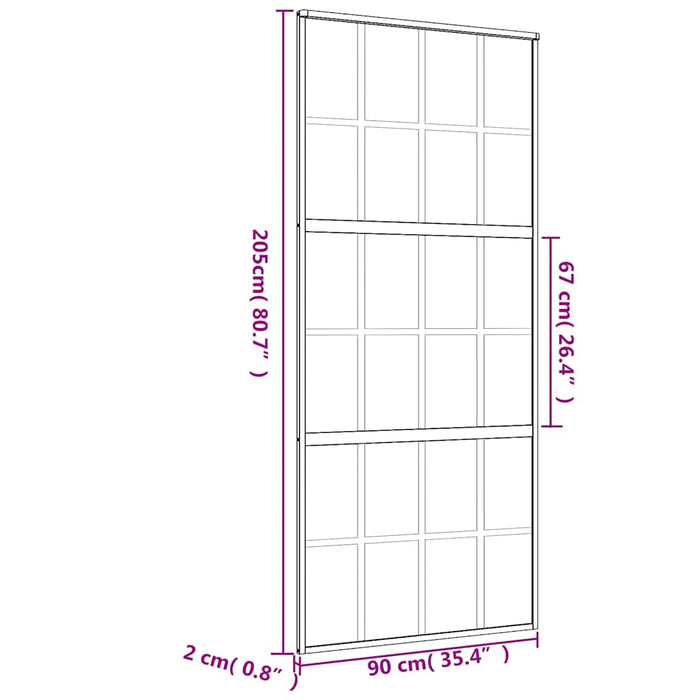 Ușă glisantă, auriu, 90x205 cm, sticlă ESG mată și aluminiu WALTI