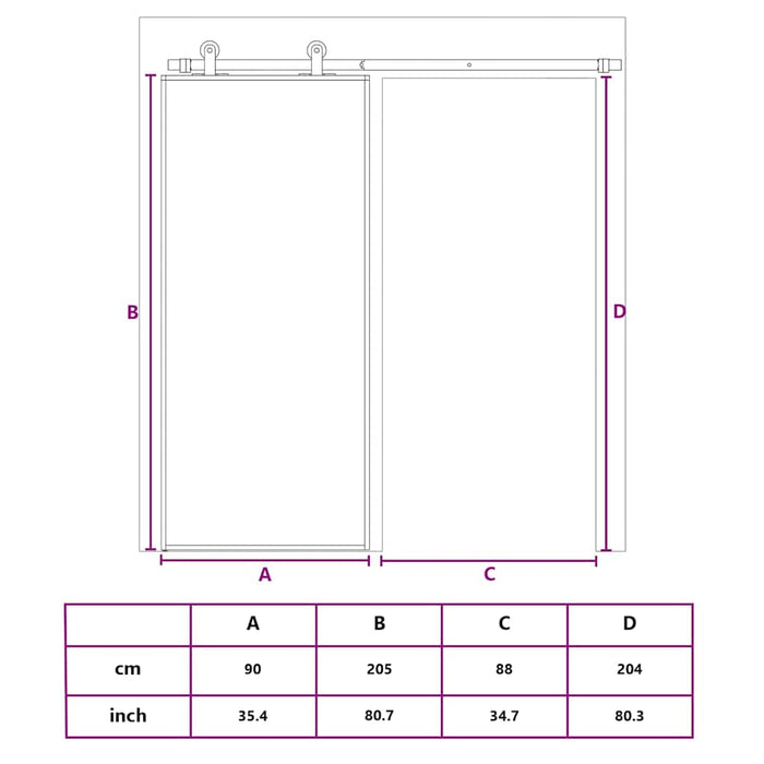 Ușă glisantă, auriu, 90x205 cm, sticlă ESG mată și aluminiu WALTI
