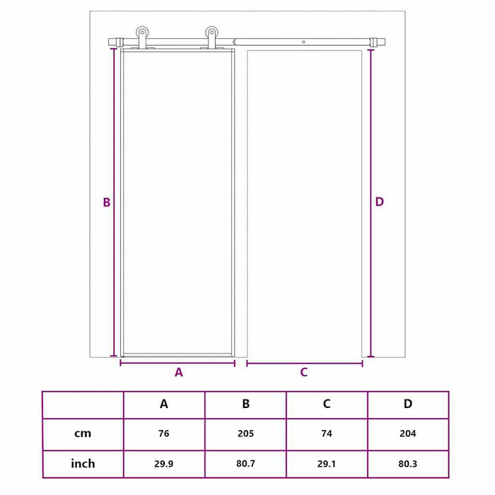 Ușă glisantă, auriu, 76x205 cm, sticlă ESG mată și aluminiu WALTI