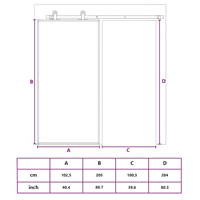 Ușă glisantă, auriu, 102,5x205 cm, sticlă ESG mată și aluminiu WALTI