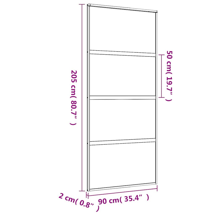 Ușă glisantă, auriu, 90x205 cm, sticlă ESG mată și aluminiu WALTI