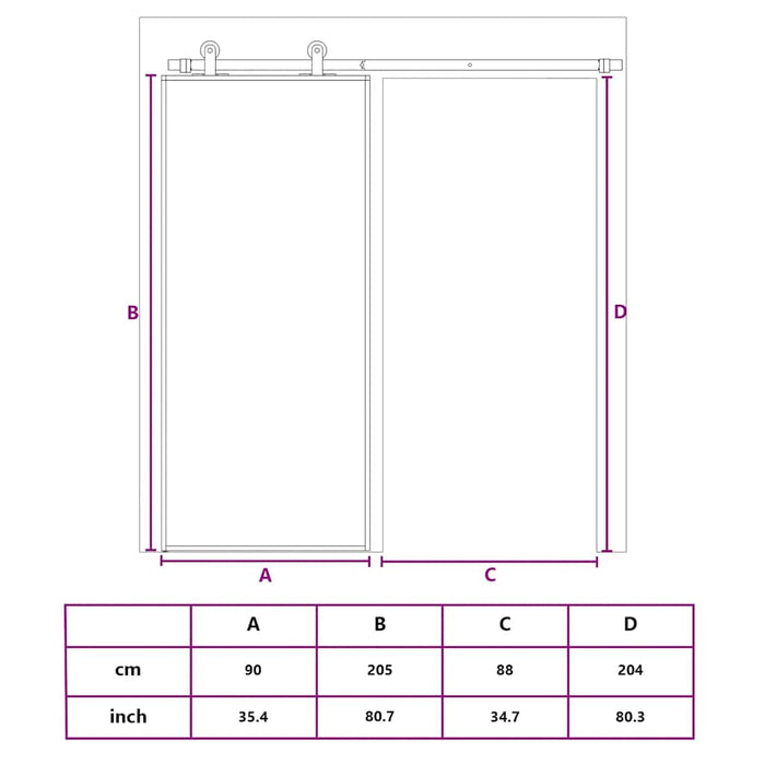 Ușă glisantă, auriu, 90x205 cm, sticlă ESG mată și aluminiu WALTI