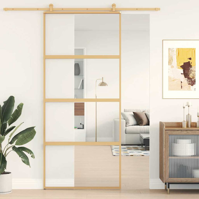 Ușă glisantă, auriu, 90x205 cm, sticlă ESG mată și aluminiu WALTI
