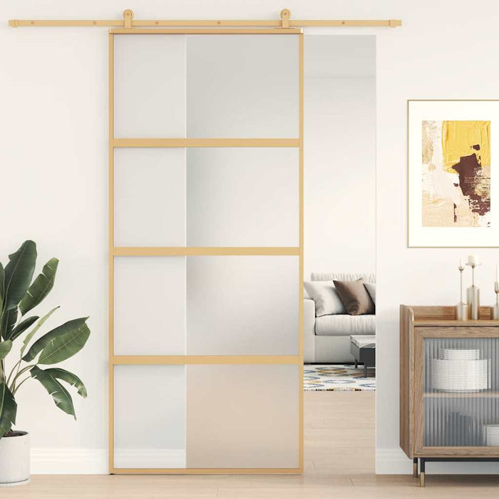 Ușă glisantă, auriu, 90x205 cm, sticlă ESG mată și aluminiu WALTI
