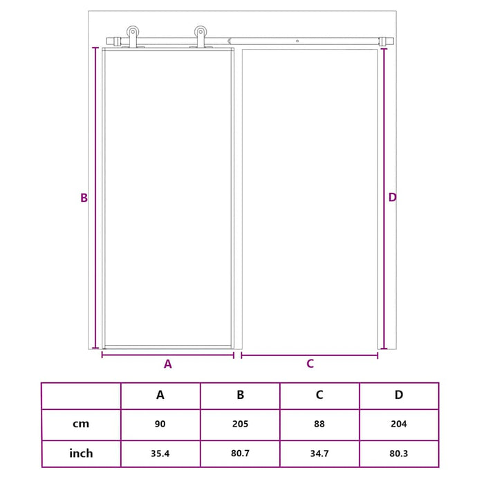 Ușă glisantă, auriu, 90x205 cm, sticlă ESG mată și aluminiu WALTI