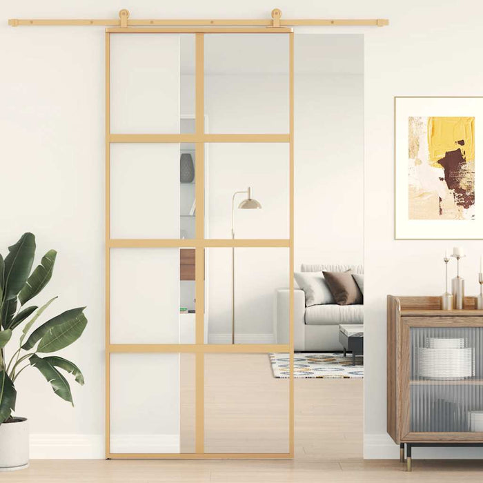 Ușă glisantă, auriu, 90x205 cm, sticlă ESG mată și aluminiu WALTI